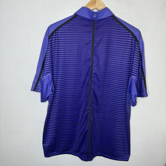 Nike Tiger Woods Polo Shirt Mens Large Purple Striped Golf TW Logo 585786-553 - Picture 5 of 15